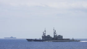 A Chinese aircraft carrier near Taiwan, September 13, 2023.
