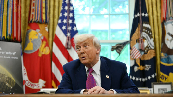 US President Donald Trump makes an announcement about the Golden Dome missile defense shield in the Oval Office of the White House on May 20, 2025.
