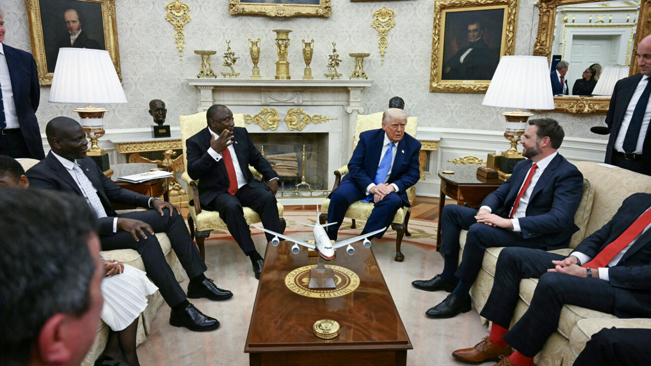 US President Donald Trump meets with South African President Cyril Ramaphosa in the Oval Office of the White House in Washington, DC, on May 21, 2025.