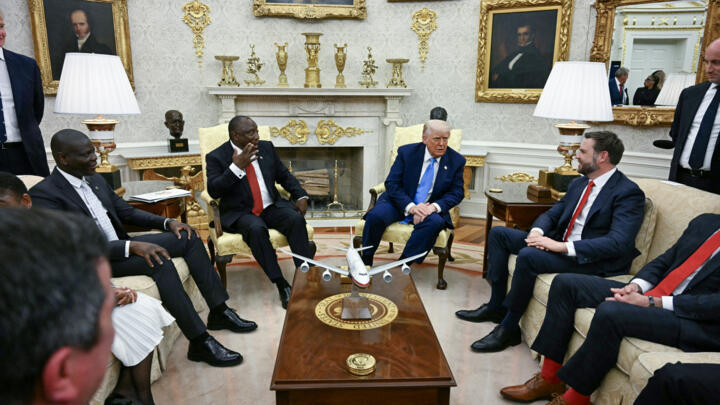 US President Donald Trump meets with South African President Cyril Ramaphosa in the Oval Office of the White House in Washington, DC, on May 21, 2025.
