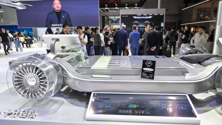 A CATL battery at the Shanghai Motor Show, on April 24, 2025.