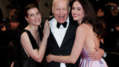Scandi stars: Inga Ibsdotter Lilleaas, Stellan Skarsgard and  Renate Reinsve at the 'Sentimental Value' premiere at Cannes