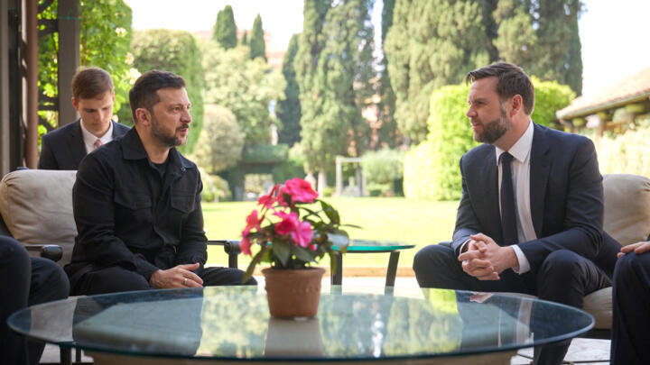 Ukraine's President Volodymyr Zelenskiy meets US Vice President JD Vance in Rome, Italy May 18, 2025.